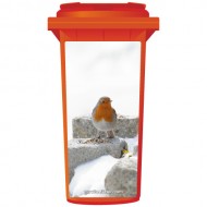 Robin Red Breast In The Snow Wheelie Bin Sticker Panel